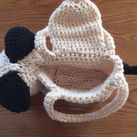 Hand Crafted Crocheted Beige Puppy Dog Purse Carrying Childrens Toy Accessory - Picture 7 of 7
